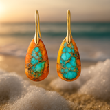 Solenea | Turquoise Earrings with Flames