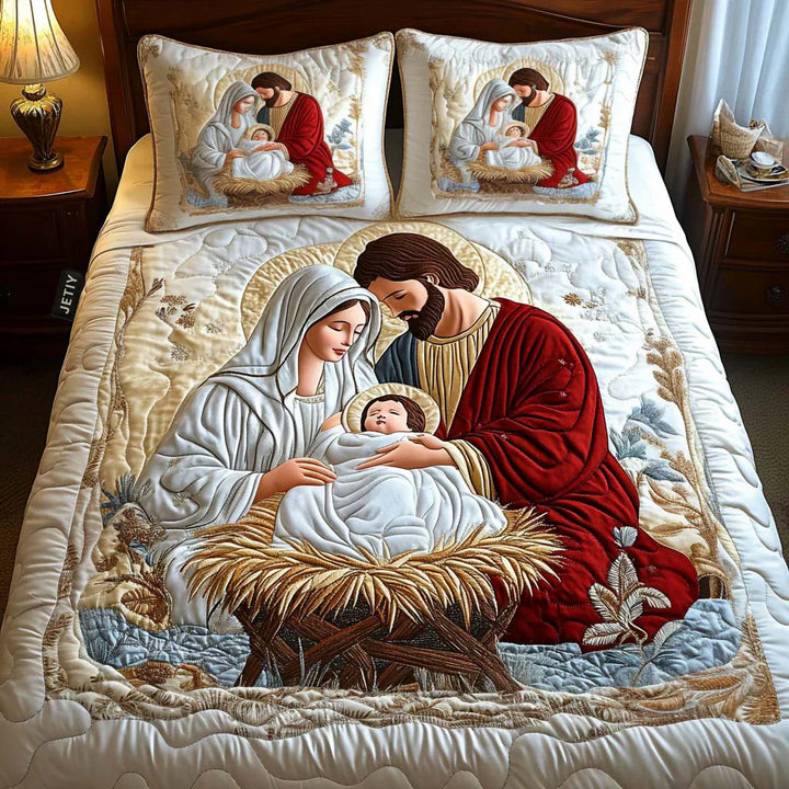3-Piece Quilted Bedspread Set - Radiant Blessing