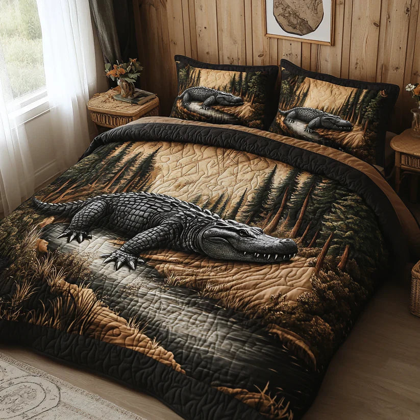 3-Piece Quilted Bedspread Set - Forest Animals