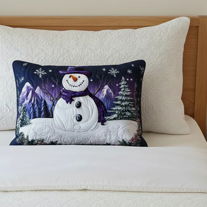 Quilted Pillowcase - Purple Snowman