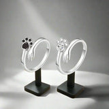 Adjustable Paw-Shaped Ring in Sterling Silver – Hand-in-Paw Design