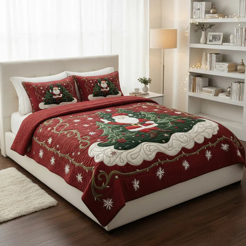 3-Piece Quilted Bedspread Set - Santa's Workshop