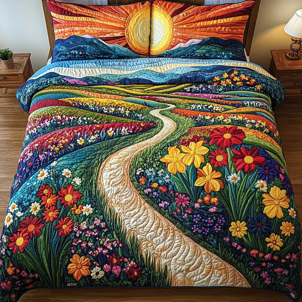3-Piece Quilted Bedspread Set - Sunbeam