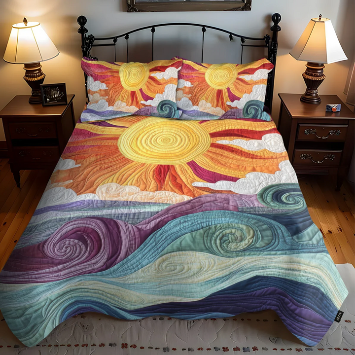 3-Piece Quilted Bedspread Set - Sunbeam Charm