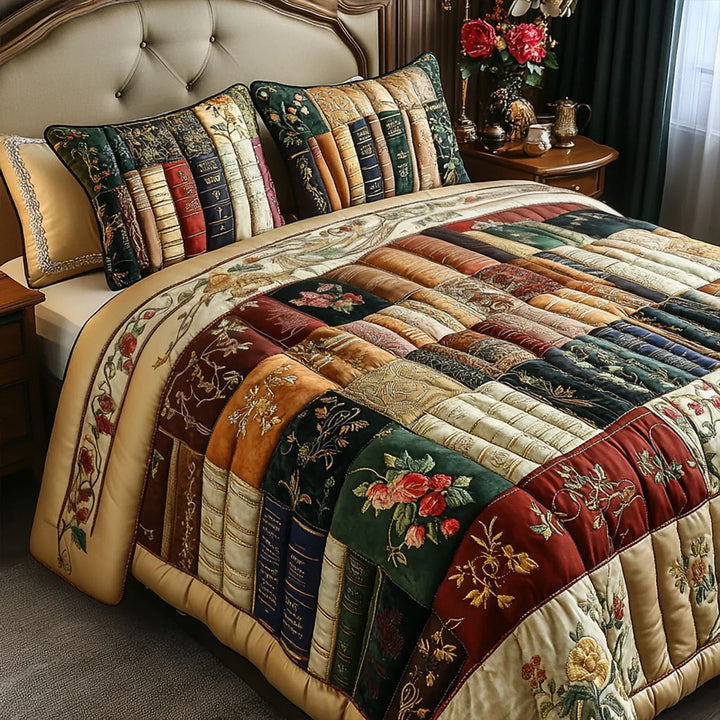 3-Piece Quilted Bedspread Set - Book Lovers' Retreat