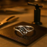 Silver Ring with Paw and Heart