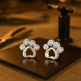 Paw-shaped Silver Earrings with Zirconia