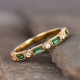 Alex - Green Inlaid Zircon Gold Ring